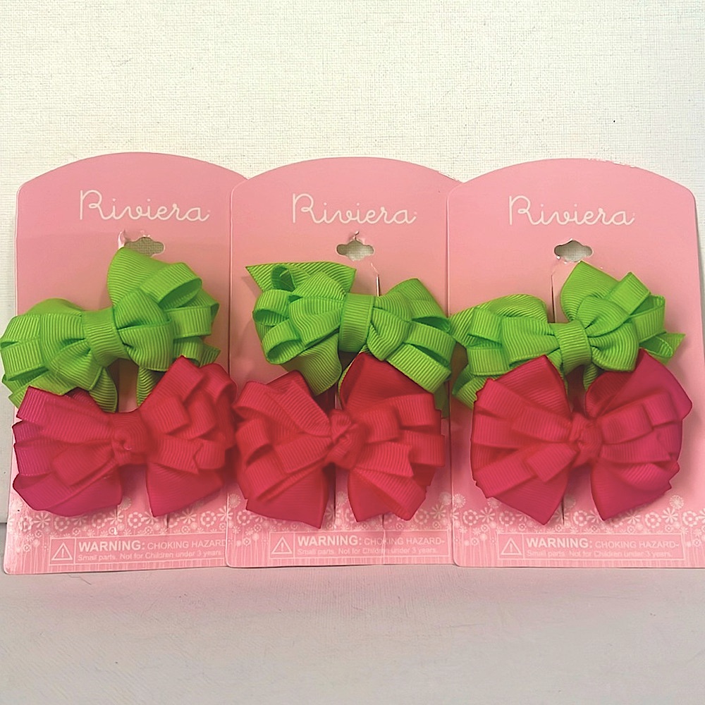 Bundle Of Green And Pink Bows